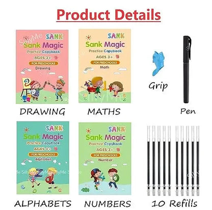 ✨ Magic Reusable Practice Copybook Set – Smart Learning Kit for Kids (10 Refills + Magic Pen) ✨