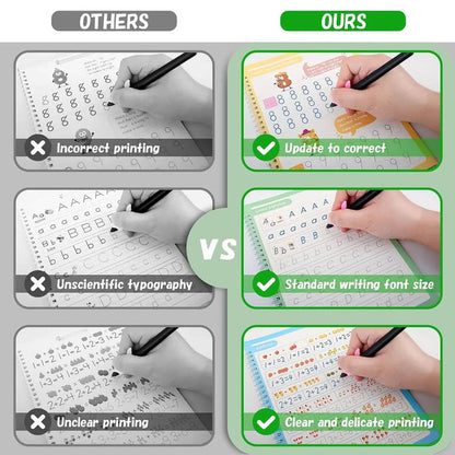 ✨ Magic Reusable Practice Copybook Set – Smart Learning Kit for Kids (10 Refills + Magic Pen) ✨