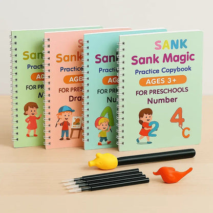 ✨ Magic Reusable Practice Copybook Set – Smart Learning Kit for Kids (10 Refills + Magic Pen) ✨